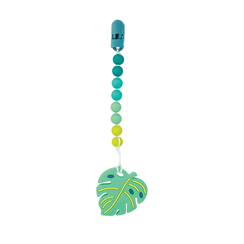 Silicone Teether with Pacifier Clip | Leaf (F5M9)