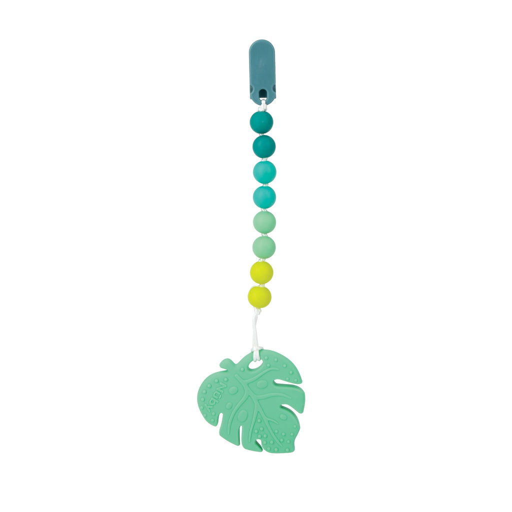 Silicone Teether with Pacifier Clip | Leaf (F5M9)