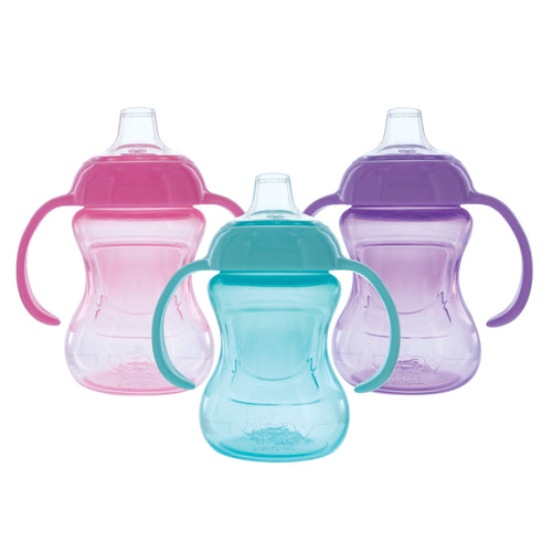 2-Handle Mini Grip N’ Sip Training Sippy Cup (3 Pack) | Pink/Aqua/Purple (ZLSA)