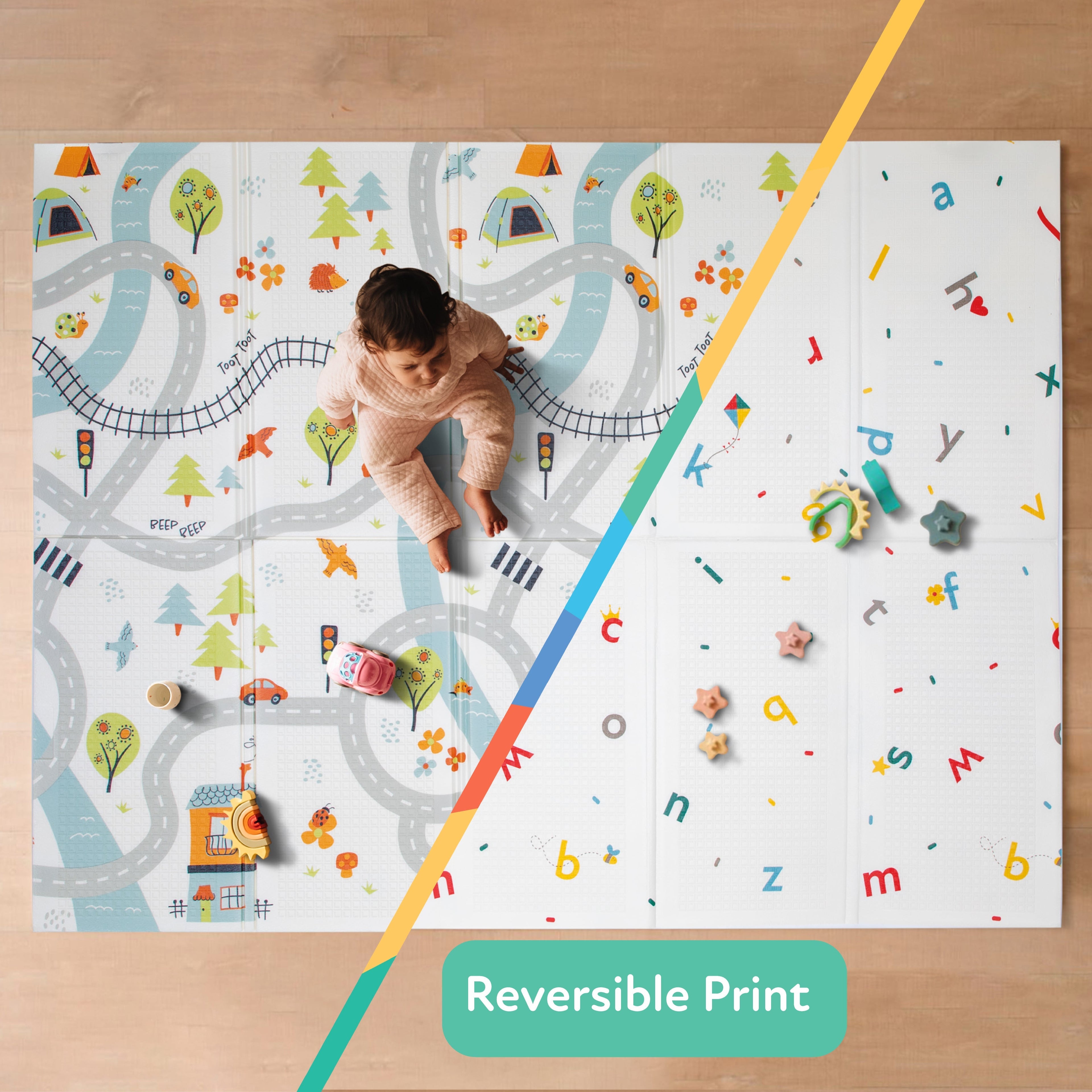 Reversible Floor Mat | Cars & Roads (6XNQ)