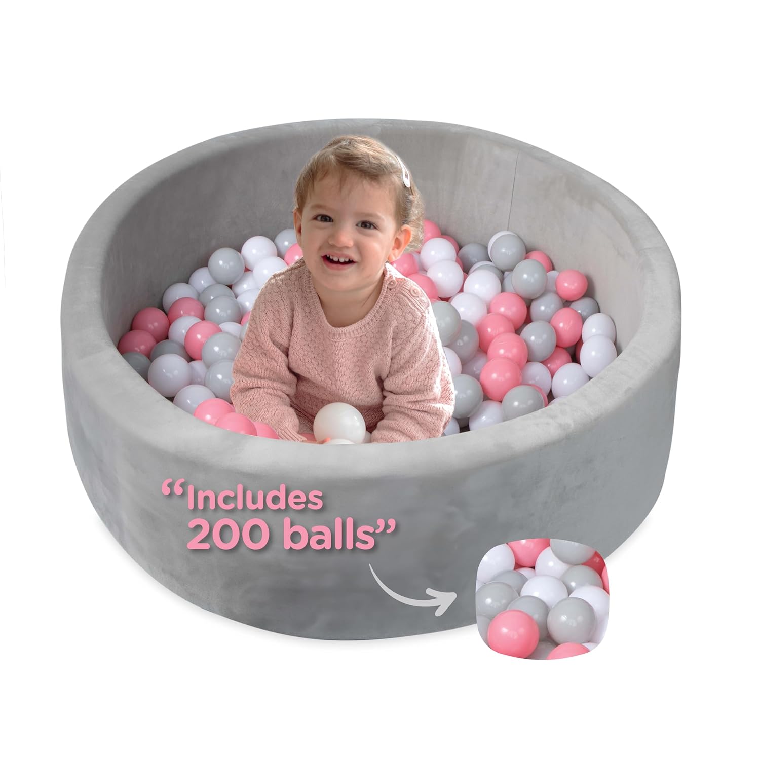 Kids' Ball Pit for Home with 200 Balls | Pink (GJMP)