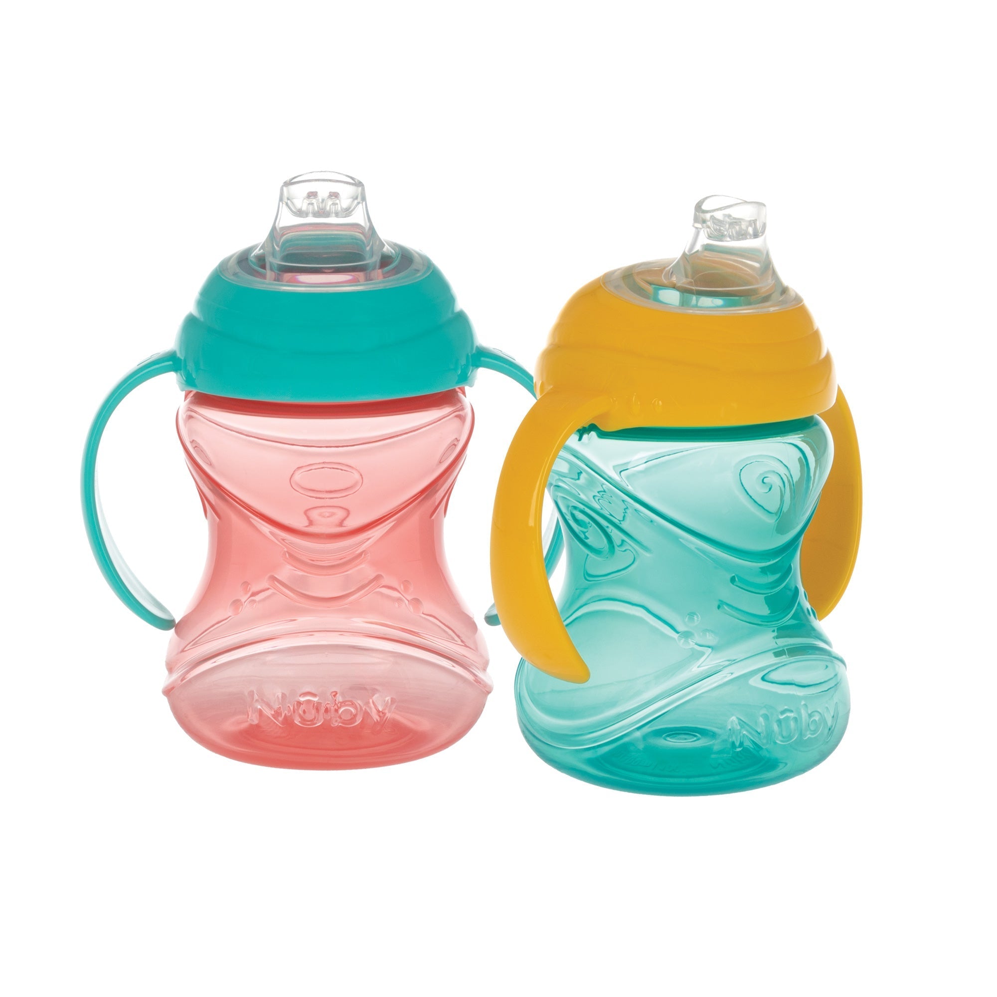 Clik-It Soft Spout Grip N' Sip Trainer Cup (2 Pack) | Aqua/Yellow (ZX1I)