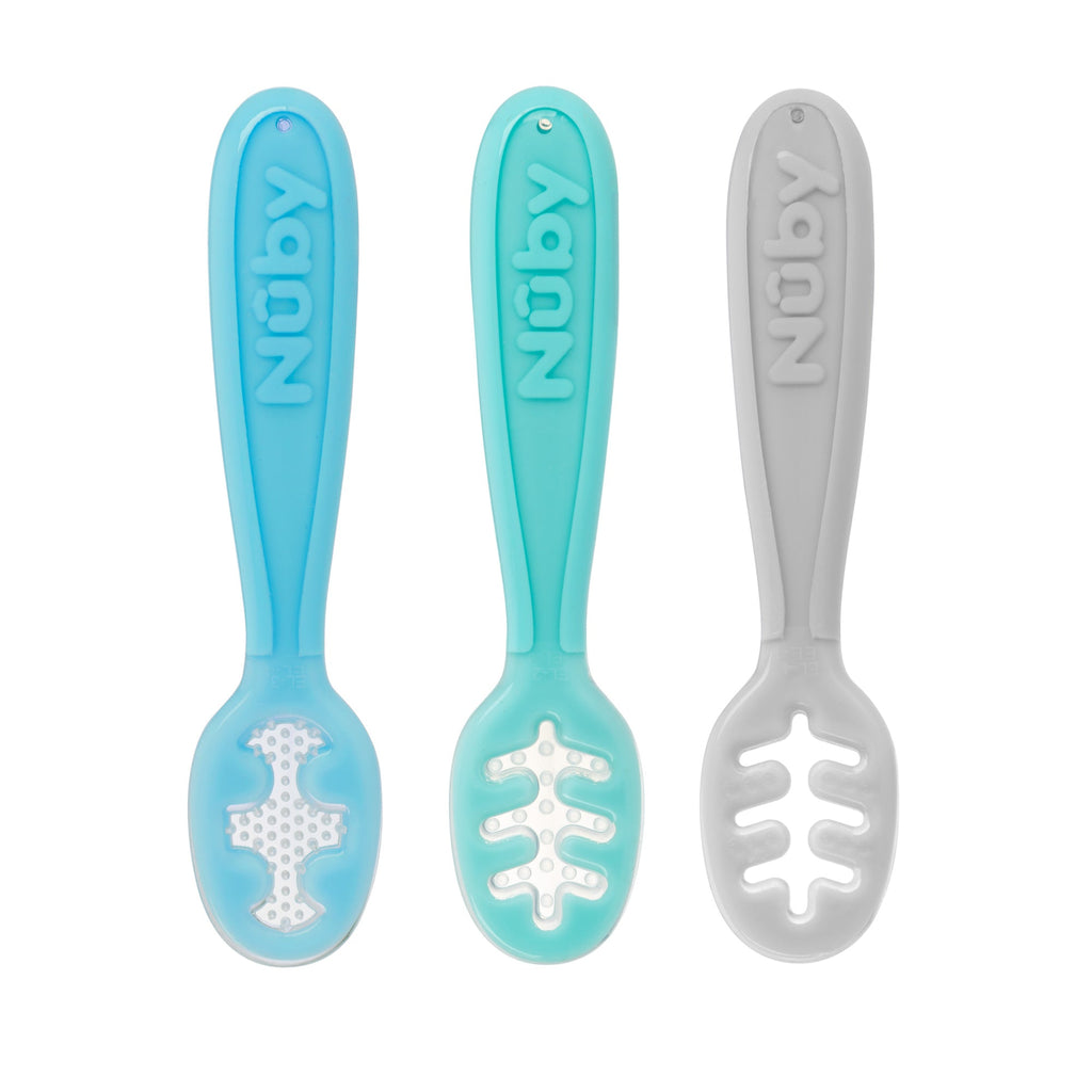 Baby's First Spoons | Aqua, Grey, & Blue (O4BO)