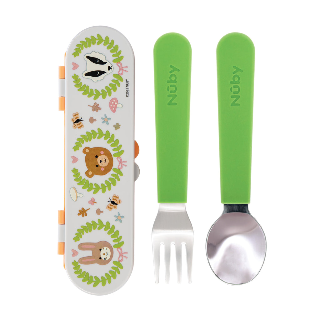 Stainless Steel Toddler Utensil Set | Forest Animals (QVQM)
