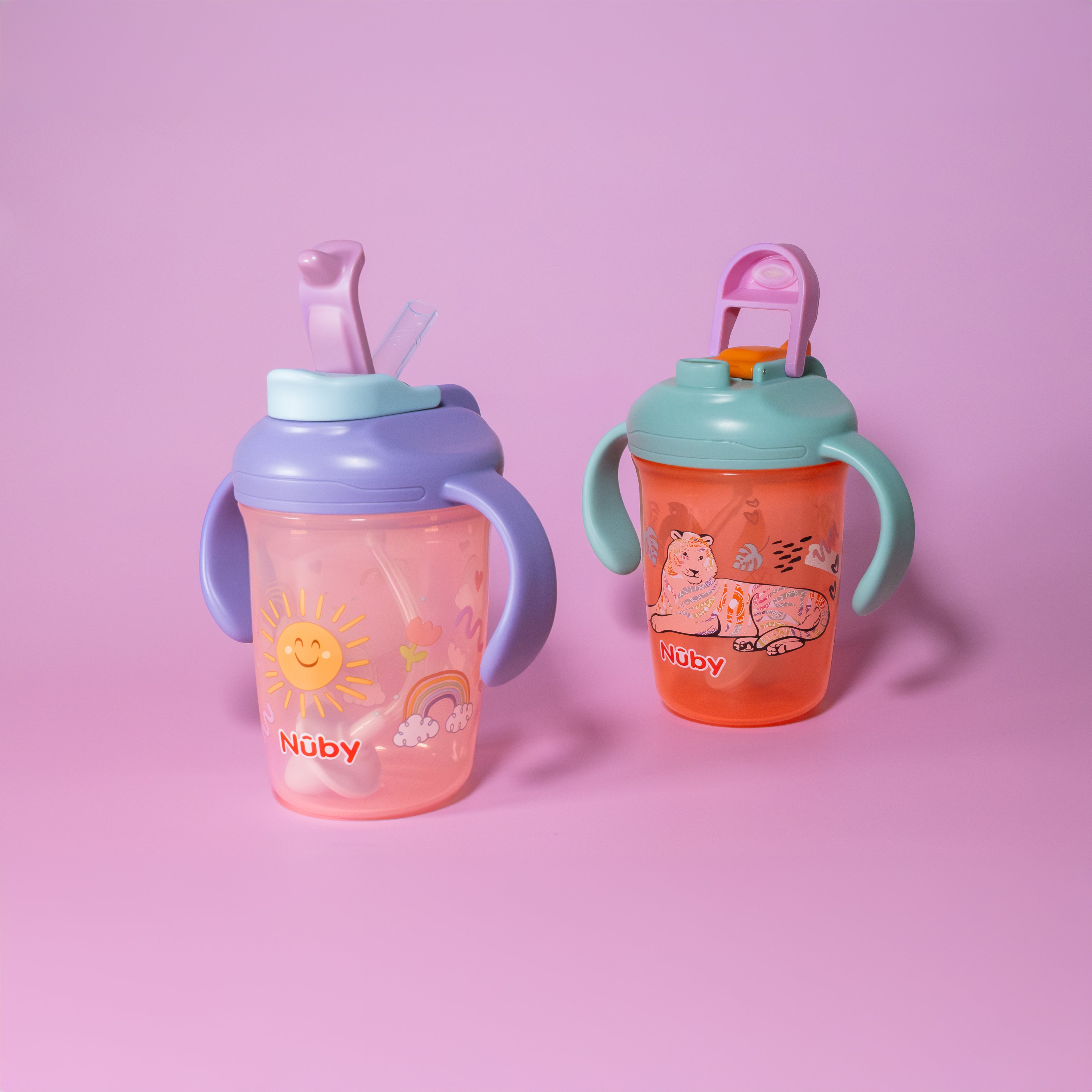 2-in-1 Toddler Cup (2 Pack) | Tiger & Rainbows (G41T)