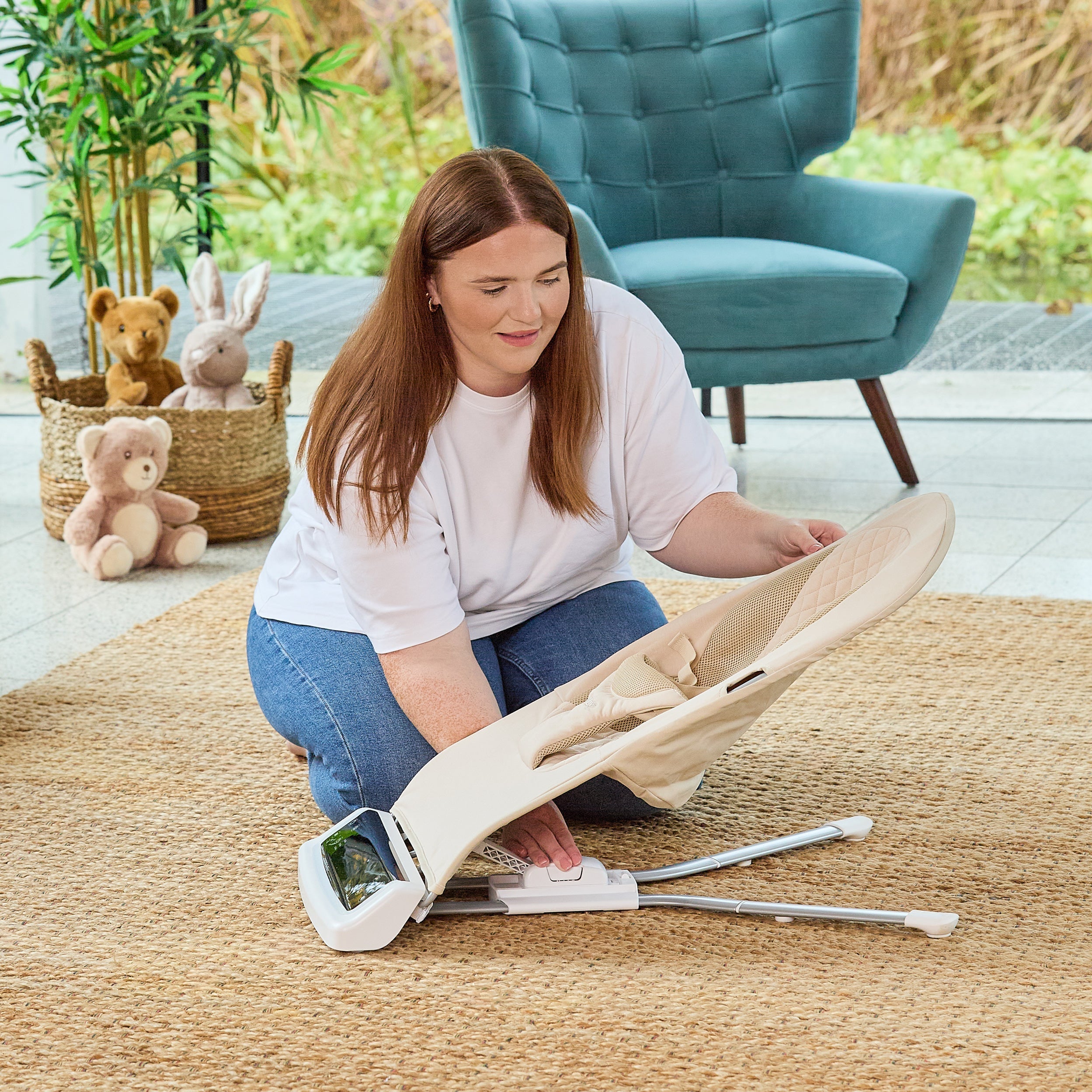 Deluxe Baby Bouncer Seat | Khaki (QXMN)