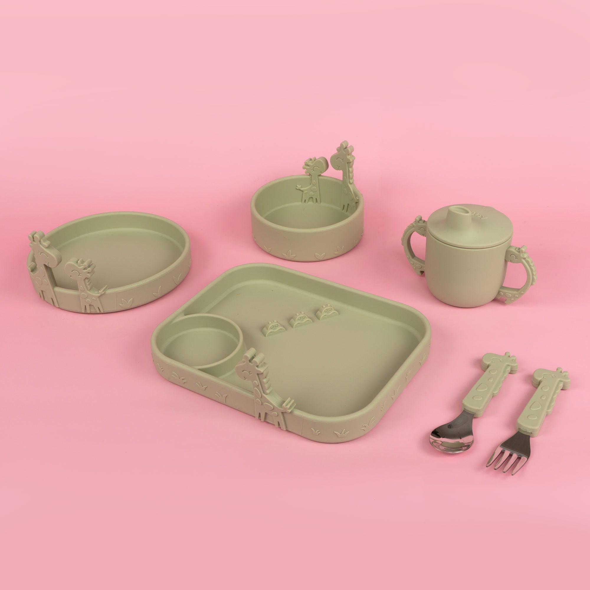 Animal Friends 6-Piece Dinnerware Set - Green Giraffe (421M)