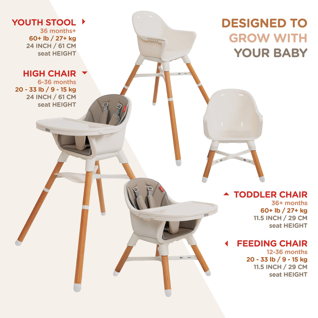 4-in-1 Multi-Use High Chair | Dark Beige (X1XN)