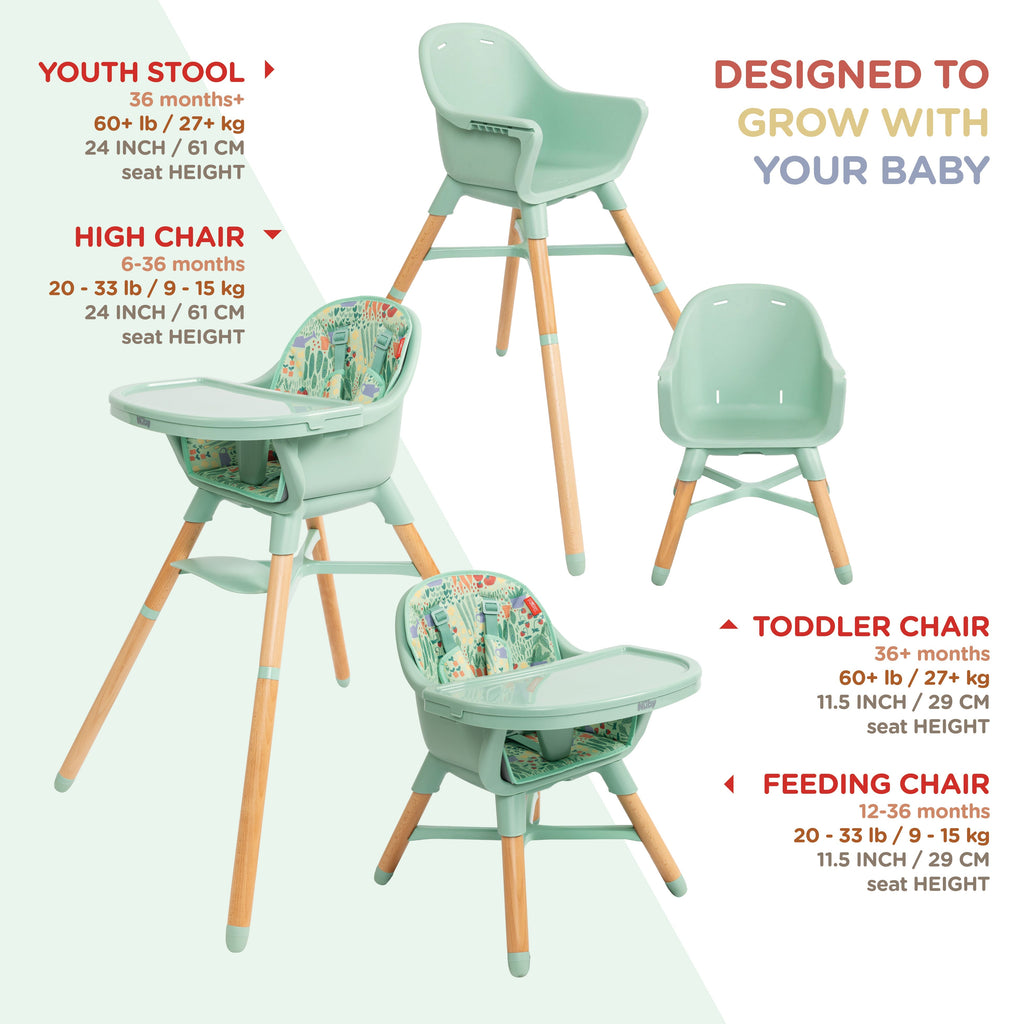 4-in-1 Multi-Use High Chair | Green Garden (848P)