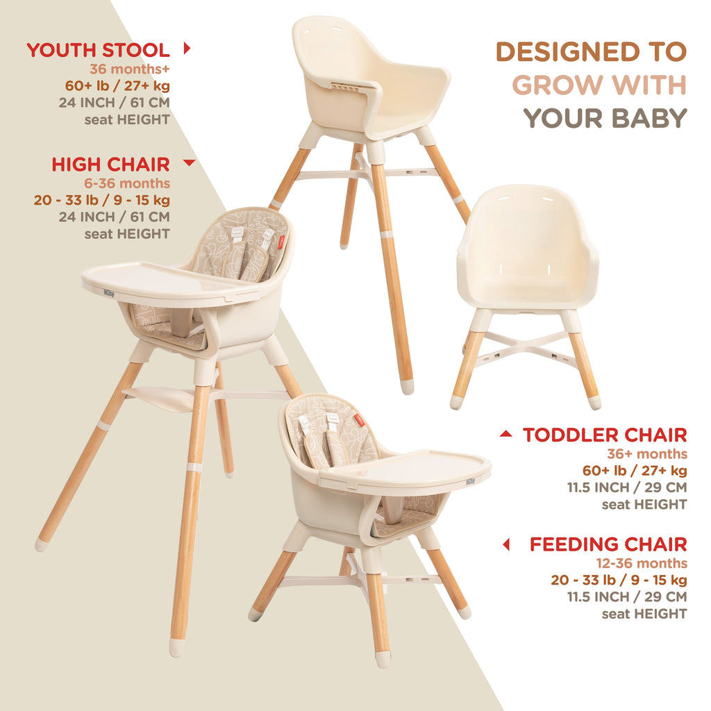 4-in-1 Multi-Use High Chair | Beige Lines (CSEV)