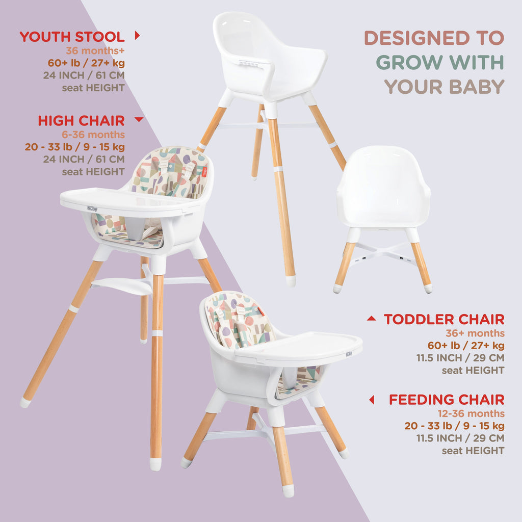 4-in-1 Multi-Use High Chair | White Geometrics (S81R)