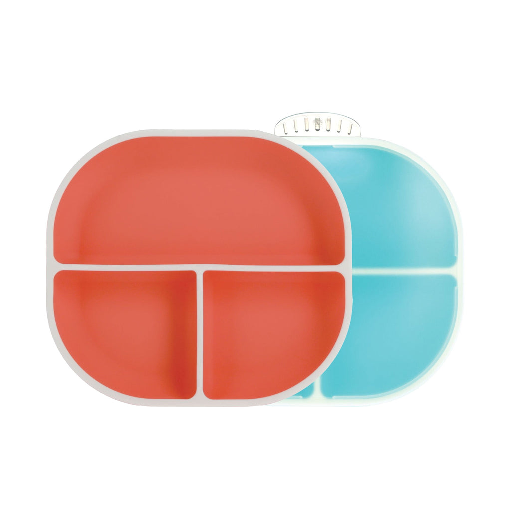 Rectangular Silicone Suction Plate (2 Pack) | Coral / Aqua (8LG0)