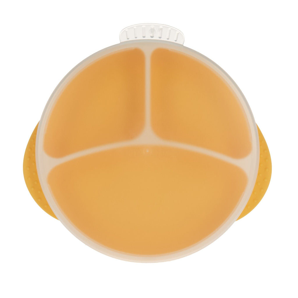 Round Silicone Suction Plate & Lid (2 Pack) | Blue / Yellow (XX3Q)