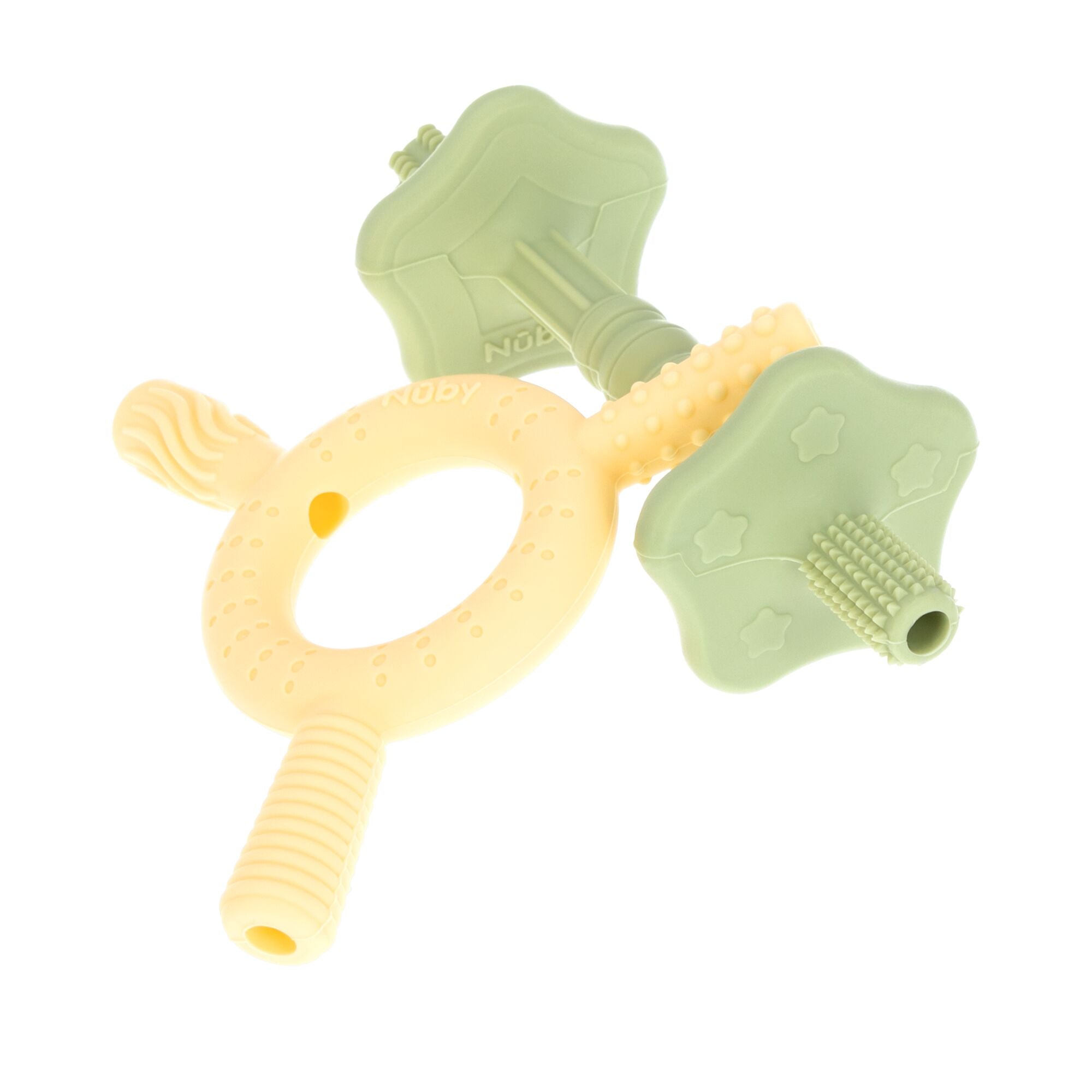 Hollow Sensory Tube Teethers | Green/Yellow (T28W)