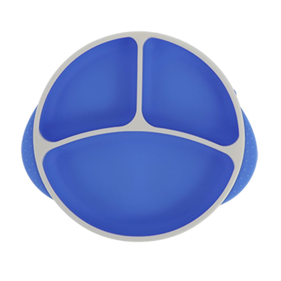 Round Silicone Suction Plate & Lid (2 Pack) | Blue / Yellow (XX3Q)