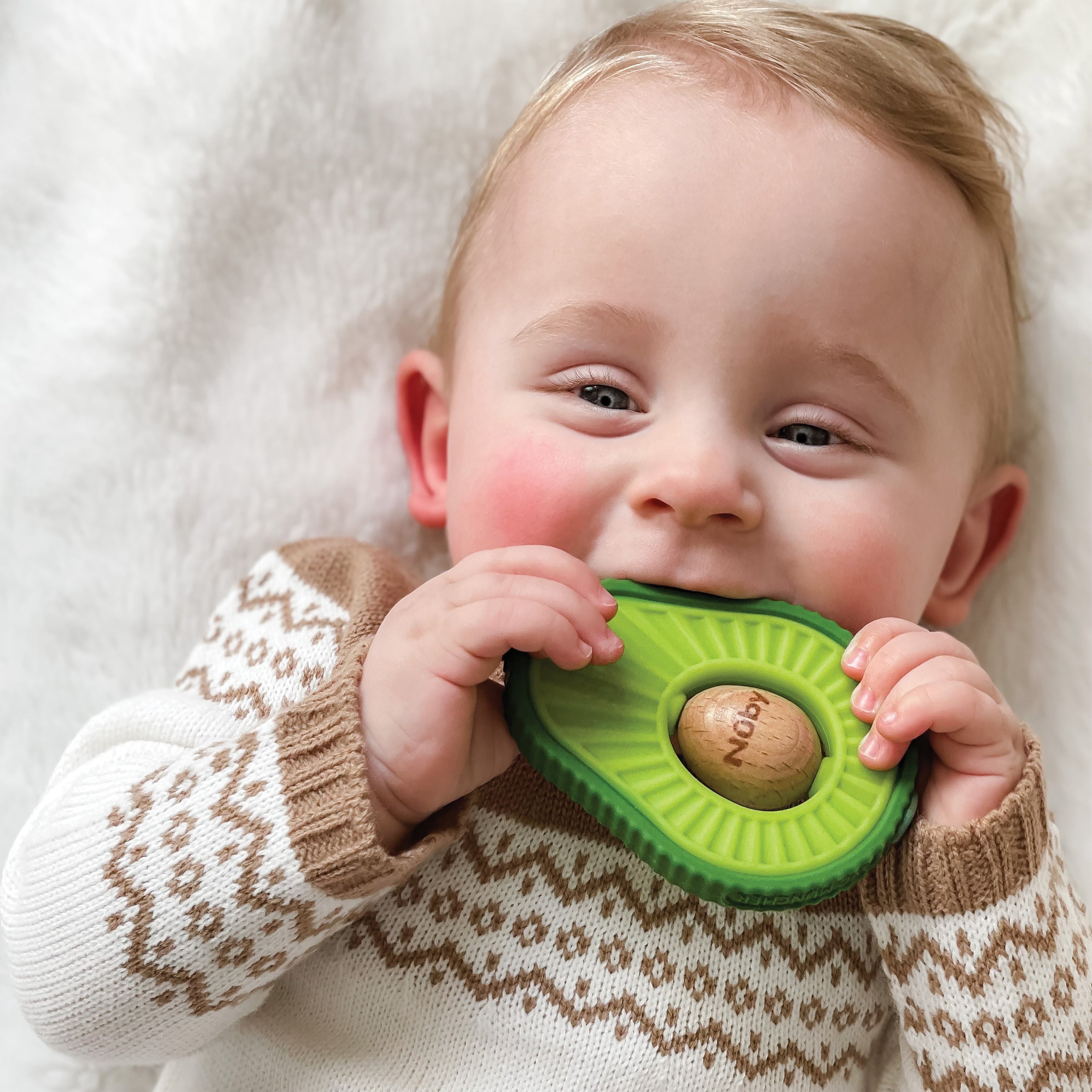 Avocado Muncher Wood and Silicone Teether (GLGM)